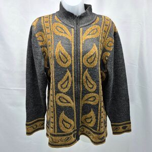 Vintage Pendleton Womens Wool Blend Sweater Gray Size Large Full Zip Abstract
